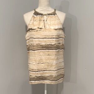 Tan and Cream Sleeveless Tank Top